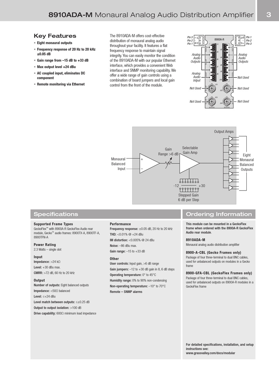 GRASS VALLEY 8910ADA-M DATASHEET Pdf Download | ManualsLib