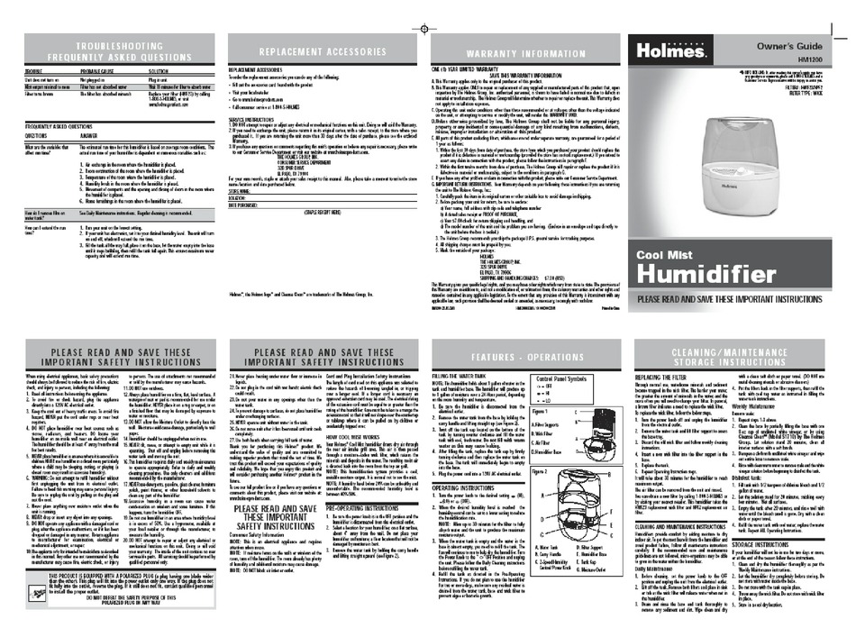 HOLMES HM1200 OWNER'S MANUAL Pdf Download | ManualsLib