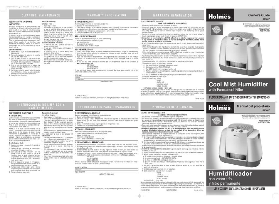 HOLMES HM3607 OWNER'S MANUAL Pdf Download ManualsLib
