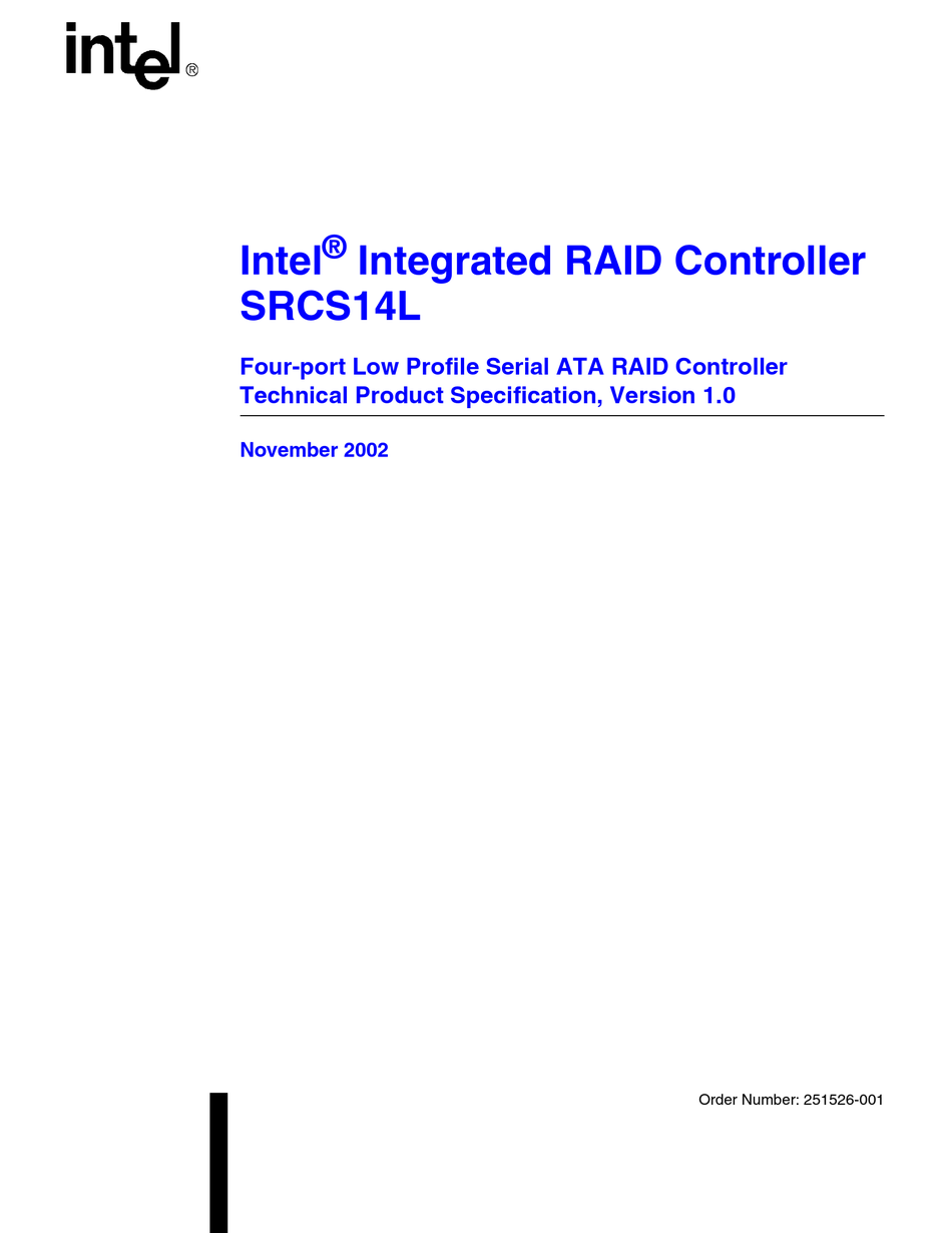 INTEL SRCS14L RAID CONTROLLER USER MANUAL Pdf Download ManualsLib