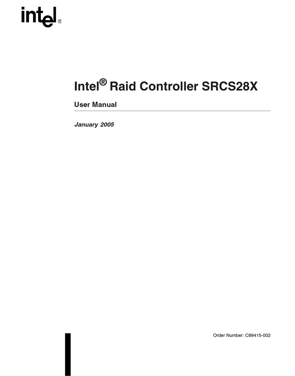 INTEL SRCS28X RAID CONTROLLER USER MANUAL Pdf Download ManualsLib