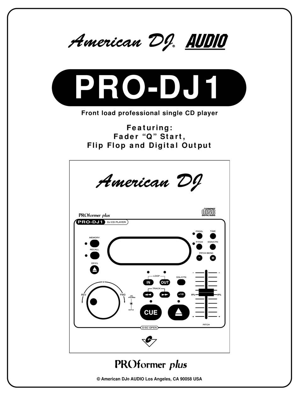 AMERICAN DJ PRODJ1S MANUAL Pdf Download ManualsLib