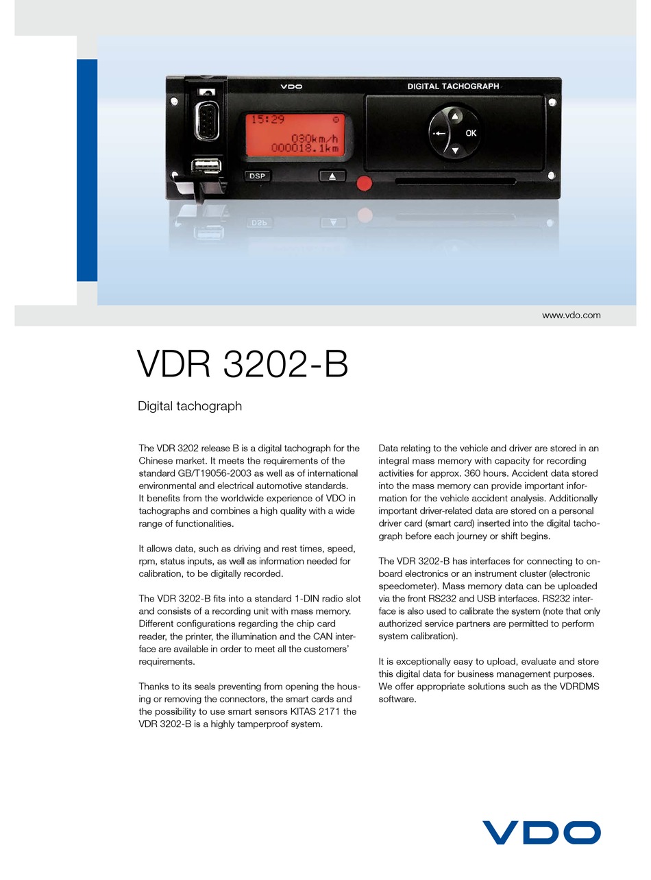 VDO VDR 3202B DATASHEET Pdf Download ManualsLib