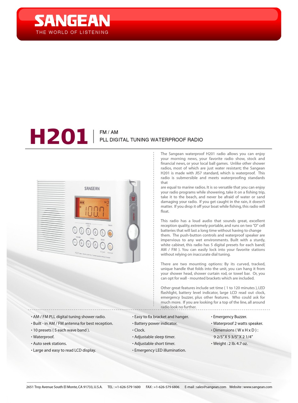 SANGEAN H201 FEATURES Pdf Download ManualsLib
