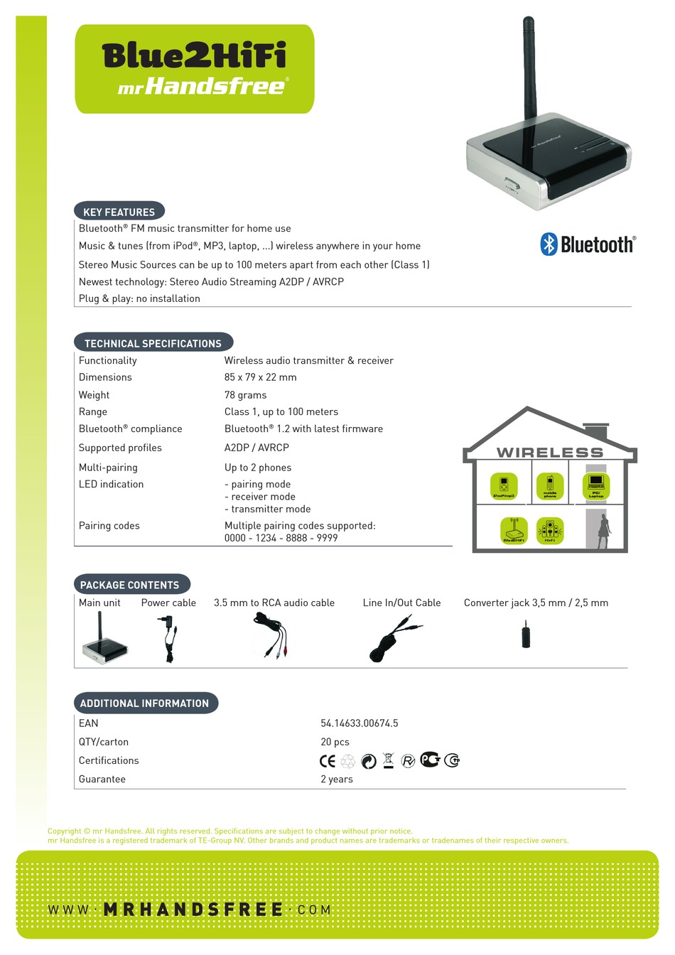 MR HANDSFREE BLUE2HIFI DATASHEET Pdf Download ManualsLib