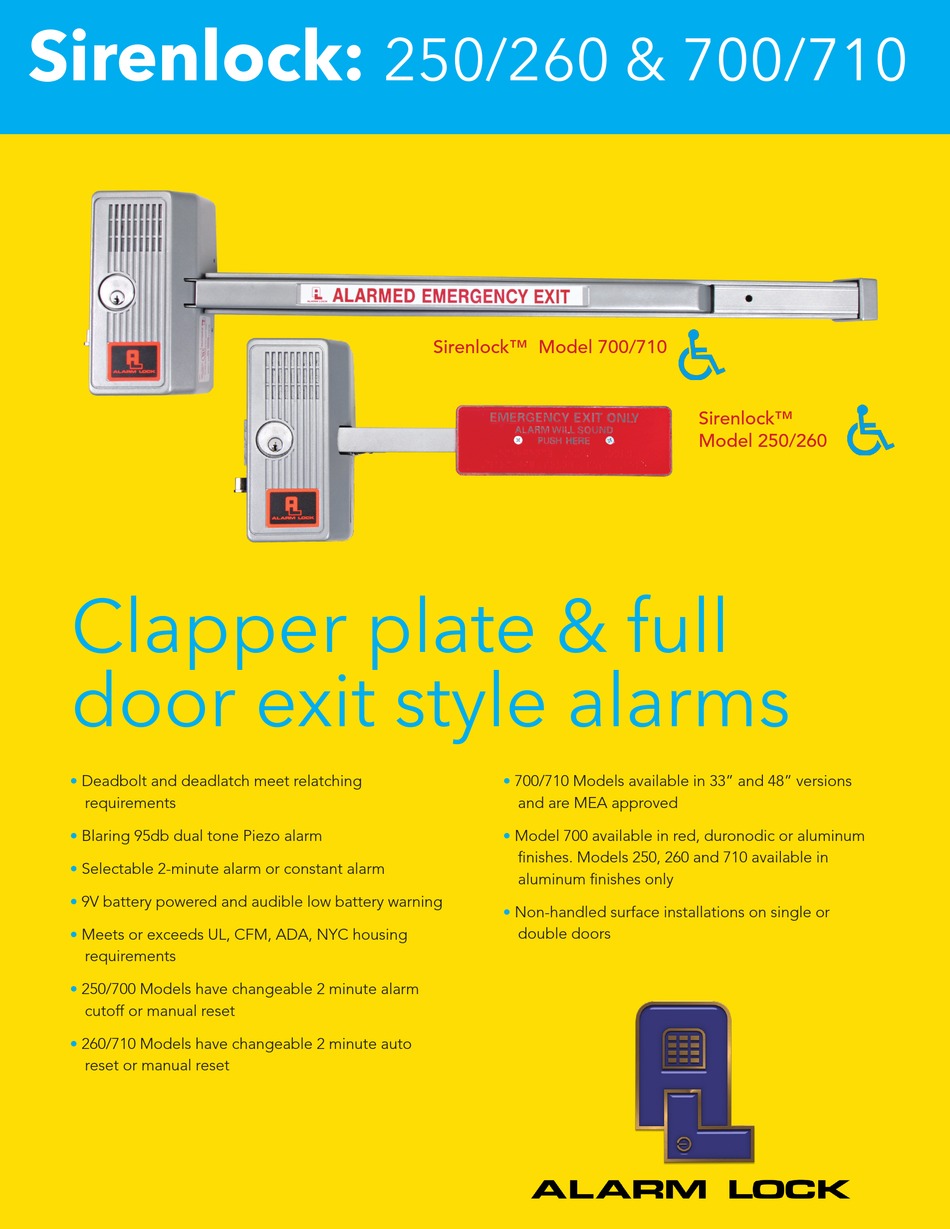 ALARM LOCK 250260 DATASHEET Pdf Download ManualsLib