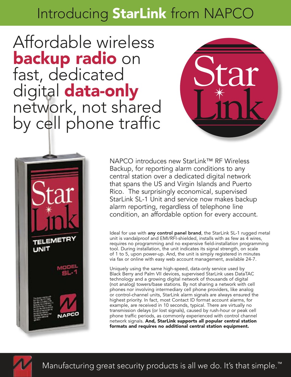 napco-starlink-datasheet-pdf-download-manualslib