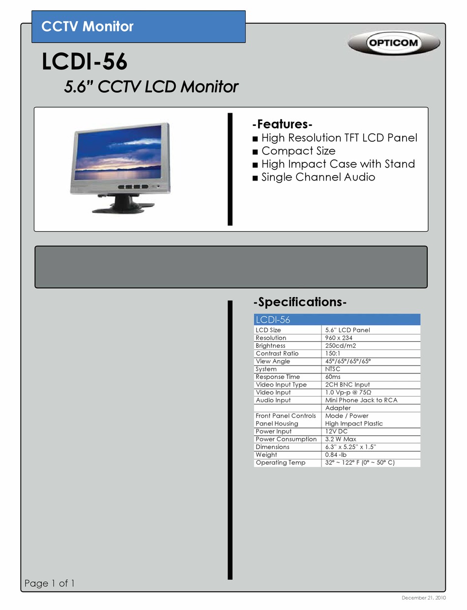 Opticom Lcdi 56 Datasheet Pdf Download Manualslib