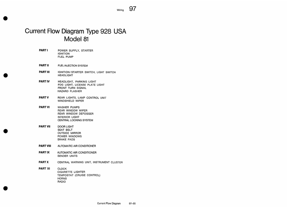 Porsche 928 Usa 1981 Current Flow Diagram Manual Pdf Download Manualslib