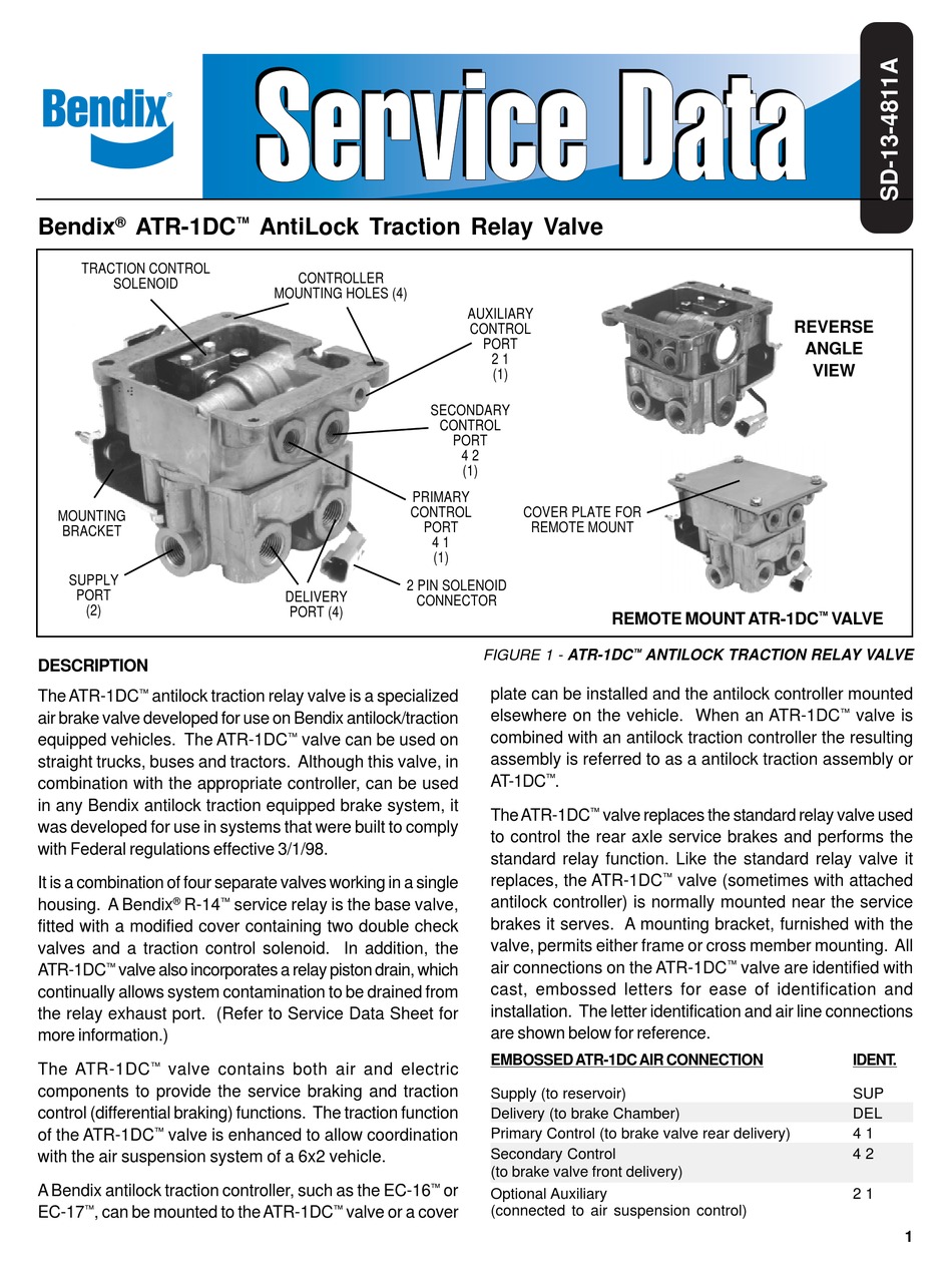 BENDIX ATR1DC ANTILOCK TRACTION RELAY MANUAL Pdf Download ManualsLib