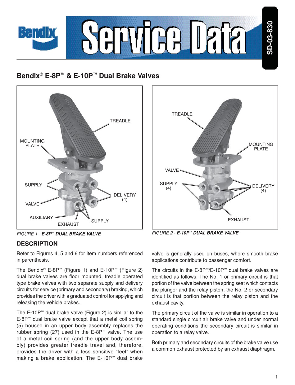 BENDIX E10P DUAL BRAKE VALVES MANUAL Pdf Download ManualsLib