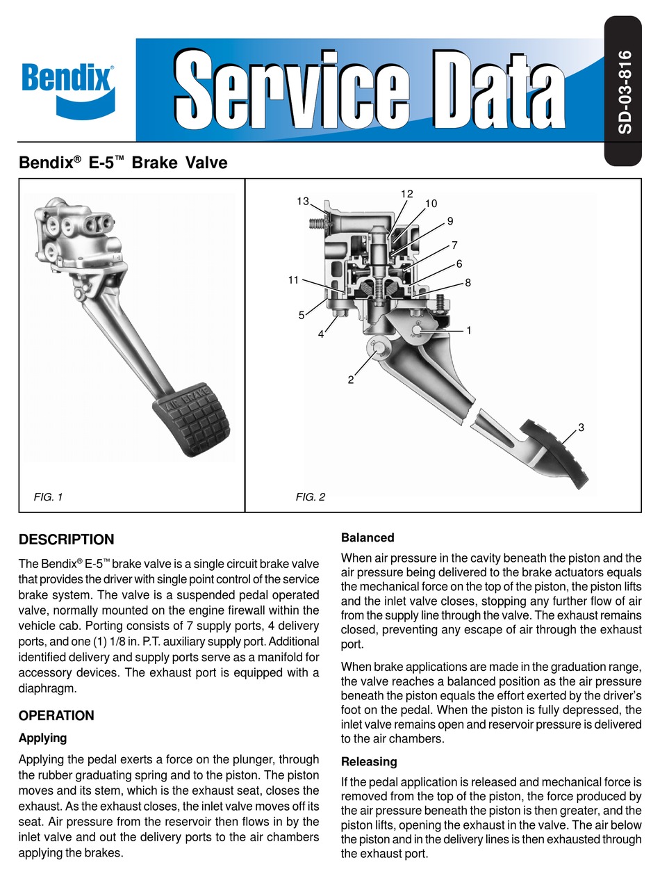 Bendix Air Brake Valve Identification Chart