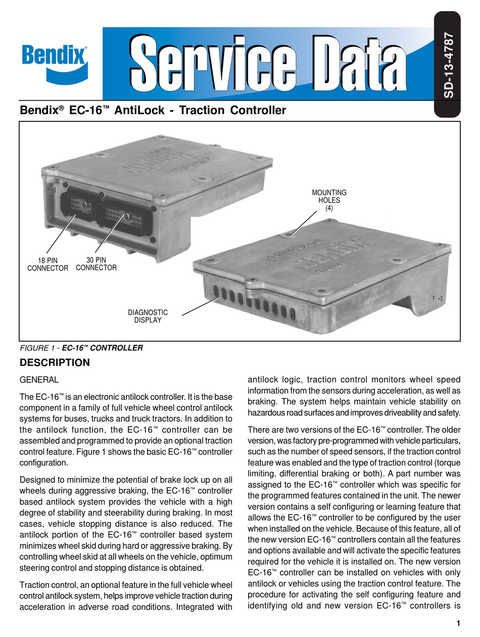BENDIX EC-16 ANTILOCK CONTROLLER MANUAL Pdf Download | ManualsLib