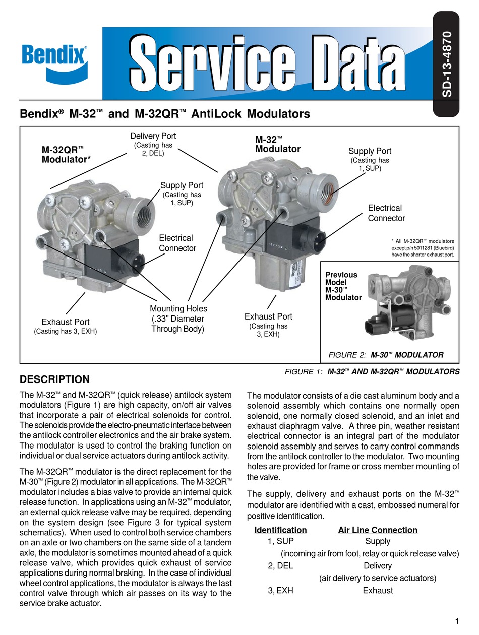 BENDIX M32 M32QR ANTILOCK MODULATOR ASSY MANUAL Pdf Download ManualsLib