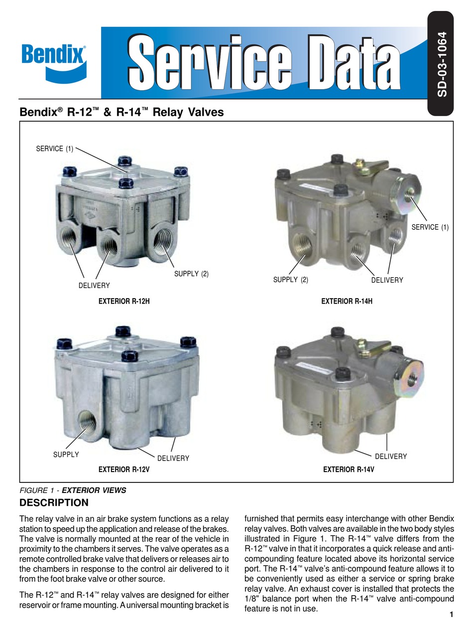 Bendix R 12 R 14 Relay Valves Manual Pdf Download Manualslib