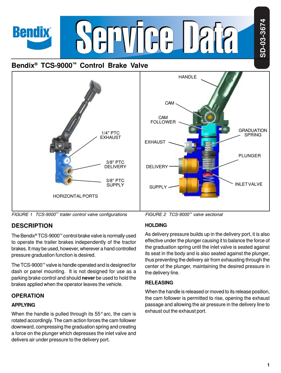 bendix tcs 9000 control brake valve manual pdf download manualslib