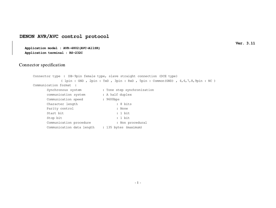 denon avr control protocol from terminal