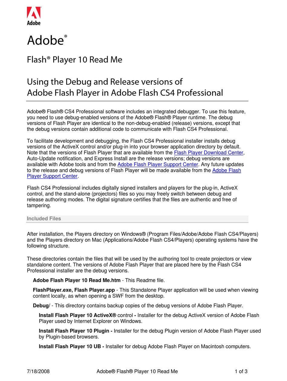 get adobe flash player debug