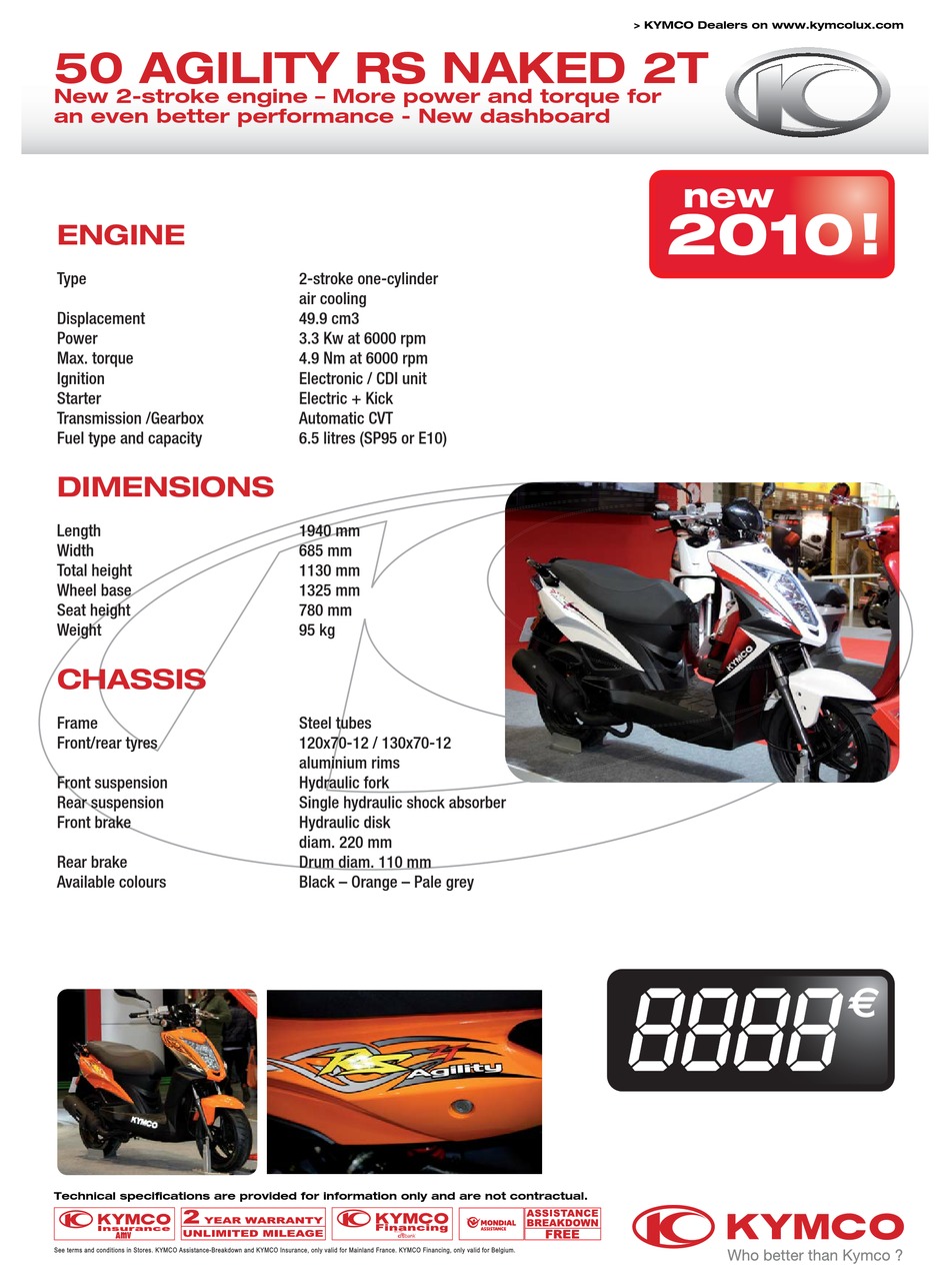 KYMCO 50 AGILITY RS NAKED 2T 2010 KIT CYLINDRE D.39 