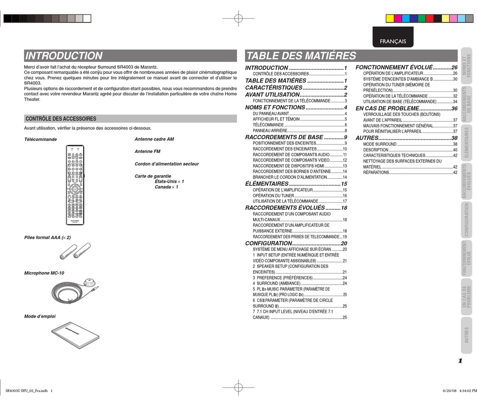 MARANTZ SR4003 MODE D'EMPLOI Pdf Download | ManualsLib