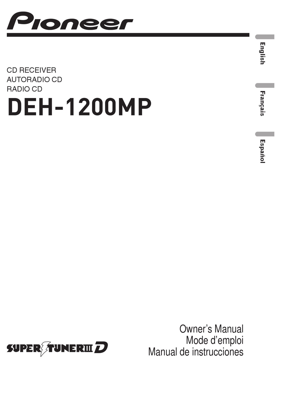 PIONEER DEH-1200MP OWNER'S MANUAL Pdf Download | ManualsLib