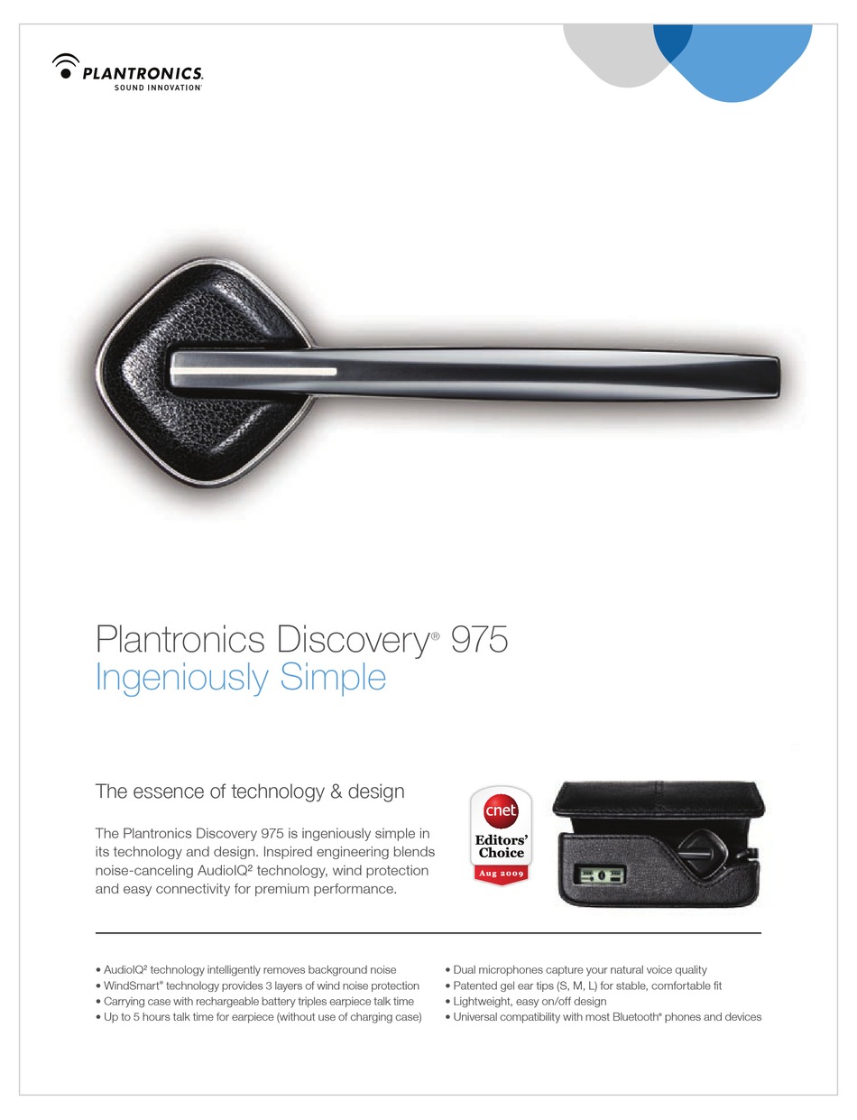 PLANTRONICS DISCOVERY 975 SPECIFICATIONS Pdf Download ManualsLib