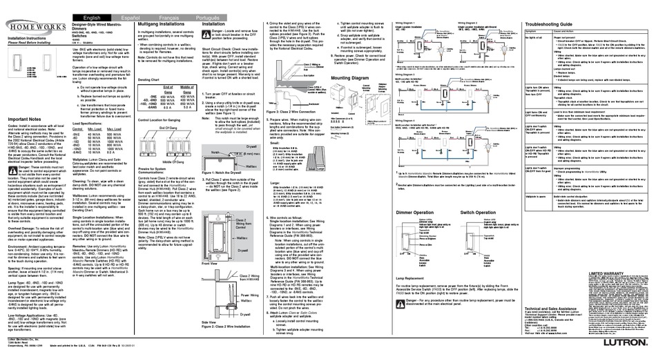 Lutron Electronics Designer Style Wired, Lutron Maestro Wiring Diagram