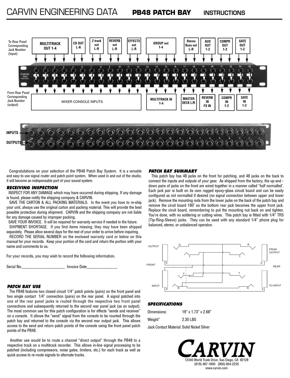 carvin-pb48-instructions-pdf-download-manualslib