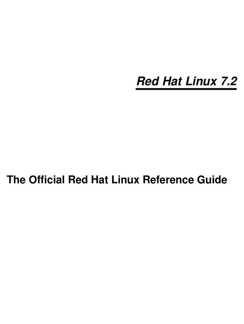 RED HAT LINUX 7.2 REFERENCE MANUAL Pdf Download ManualsLib