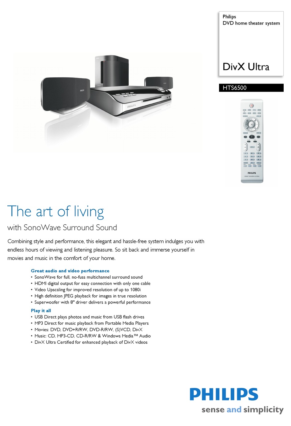 PHILIPS HTS6500 DIVX ULTRA HOME THEATER SYSTEM MANUAL Pdf Download