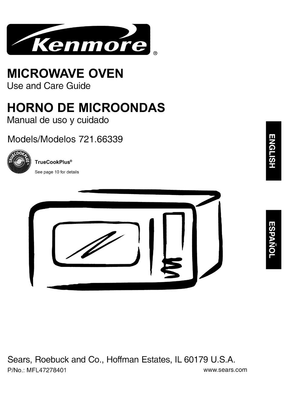 KENMORE 6633 1.2 CU. FT. TRUECOOKPLUS COUNTERTOP MICROWAVE USE AND