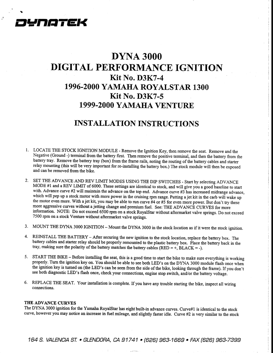 DYNATEK D3K74 INSTALLATION INSTRUCTIONS Pdf Download ManualsLib
