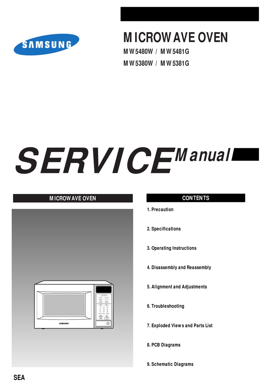 Service manual. Микроволновая печь Samsung ce101kr. Samsung ce101kr схема. Service manual Samsung mw87qr. Микроволновая печь Samsung ce101kr характеристики.