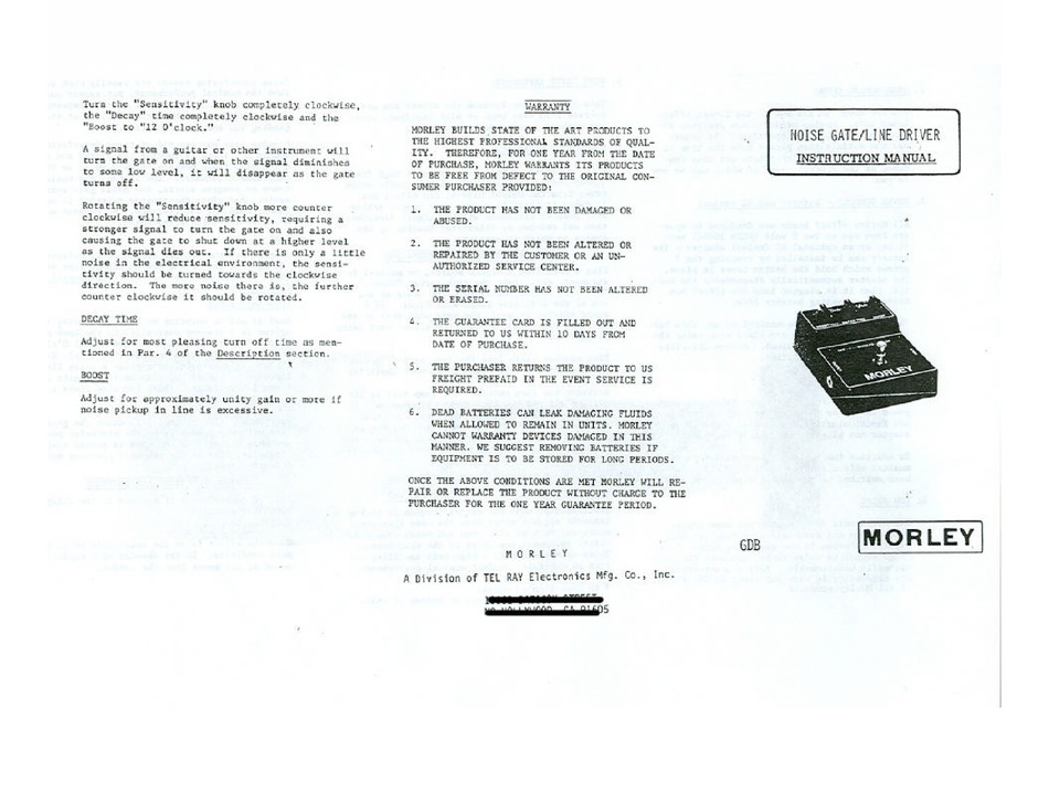 MORLEY GDB1 INSTRUCTION MANUAL Pdf Download ManualsLib