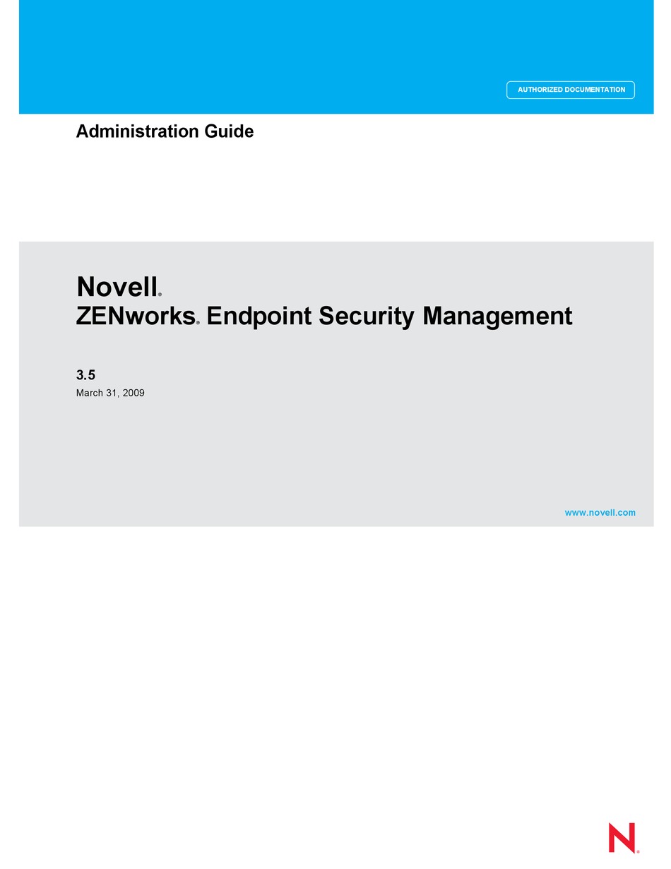 NOVELL ZENWORKS ENDPOINT SECURITY MANAGEMENT 3.5 - ADMINISTRATION ...