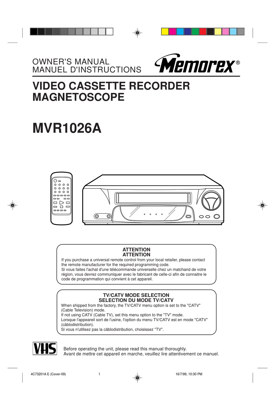 MEMOREX MVR1026AOM OWNER'S MANUAL Pdf Download | ManualsLib