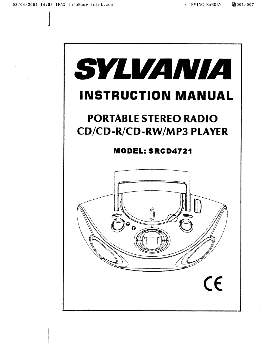 SYLVANIA SRCD4721 INSTRUCTION MANUAL Pdf Download ManualsLib