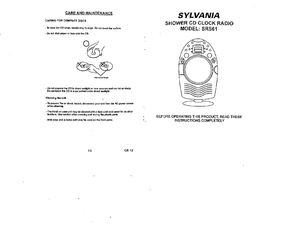 sylvania scr1229bt manual