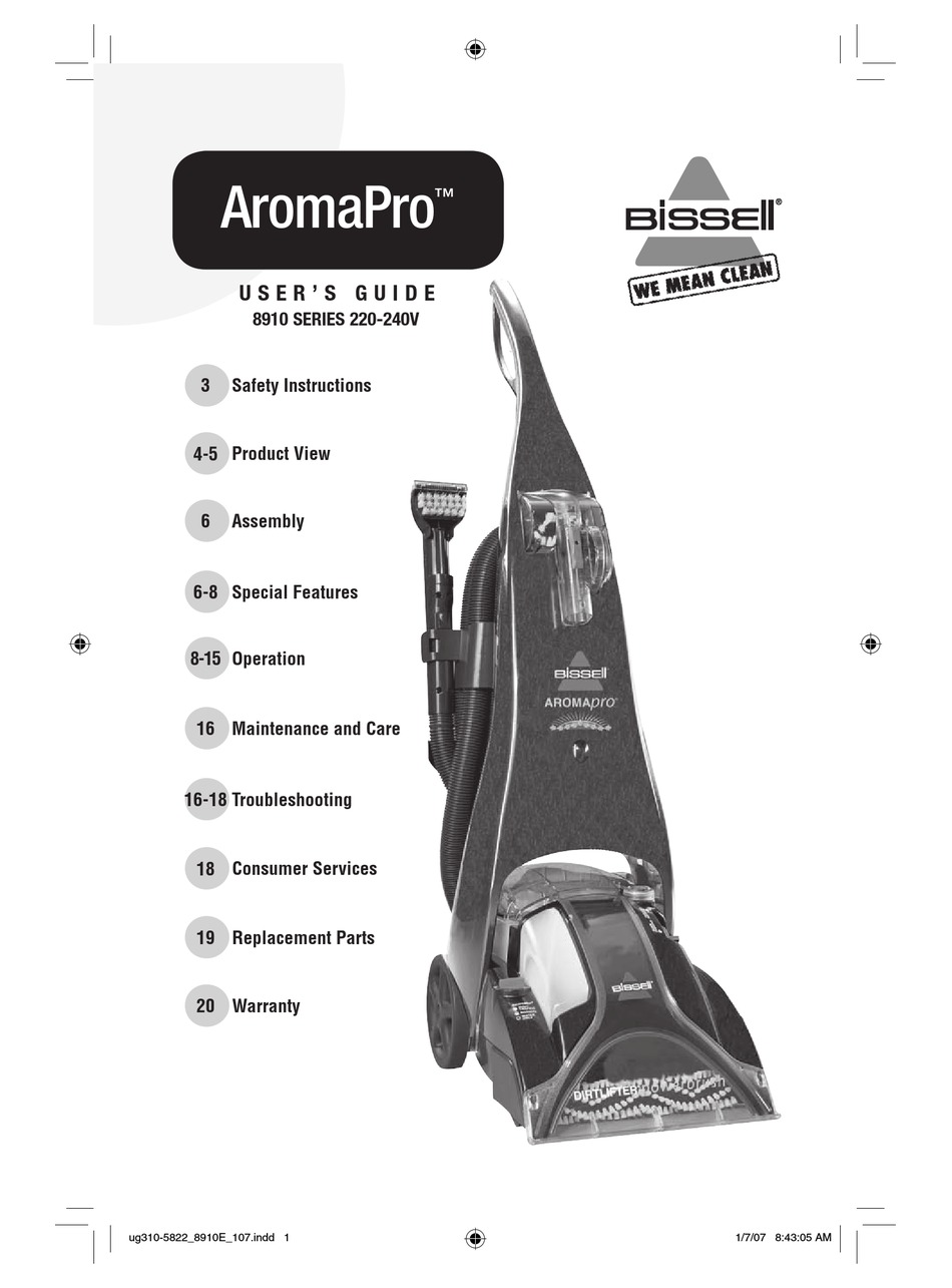 BISSELL 8910 AUTRE USER MANUAL Pdf Download ManualsLib