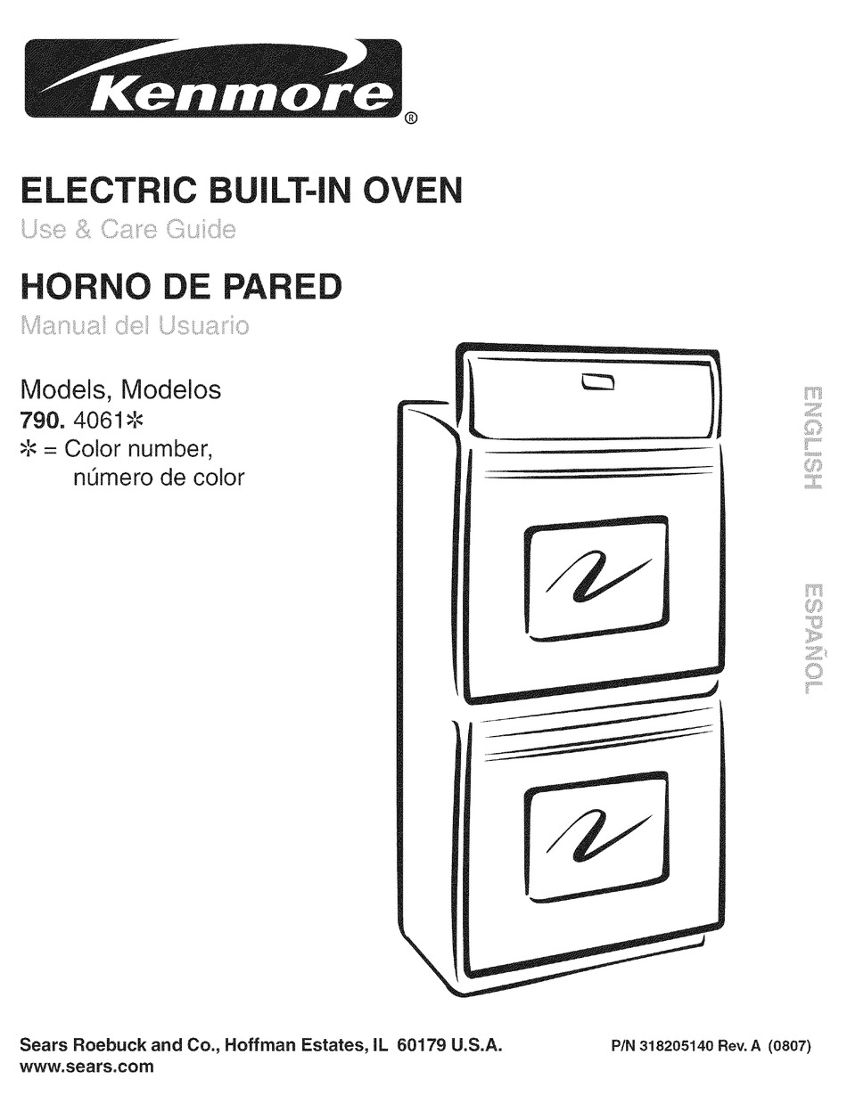 KENMORE 4061 24 IN. MANUAL CLEAN DOUBLE WALL OVEN USE AND CARE MANUAL