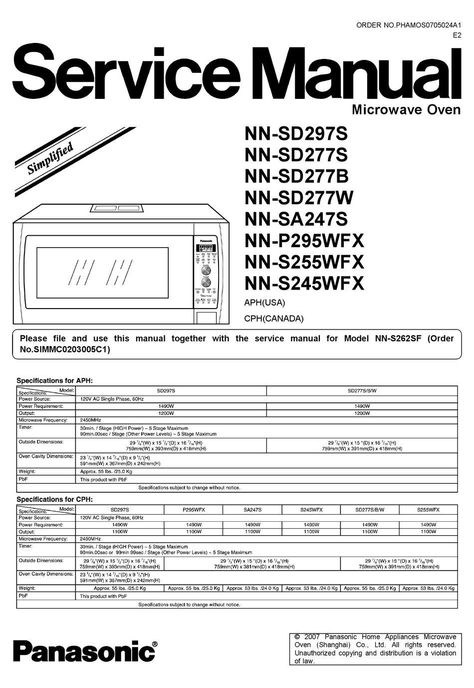 PANASONIC NN-SD297S SERVICE MANUAL Pdf Download | ManualsLib