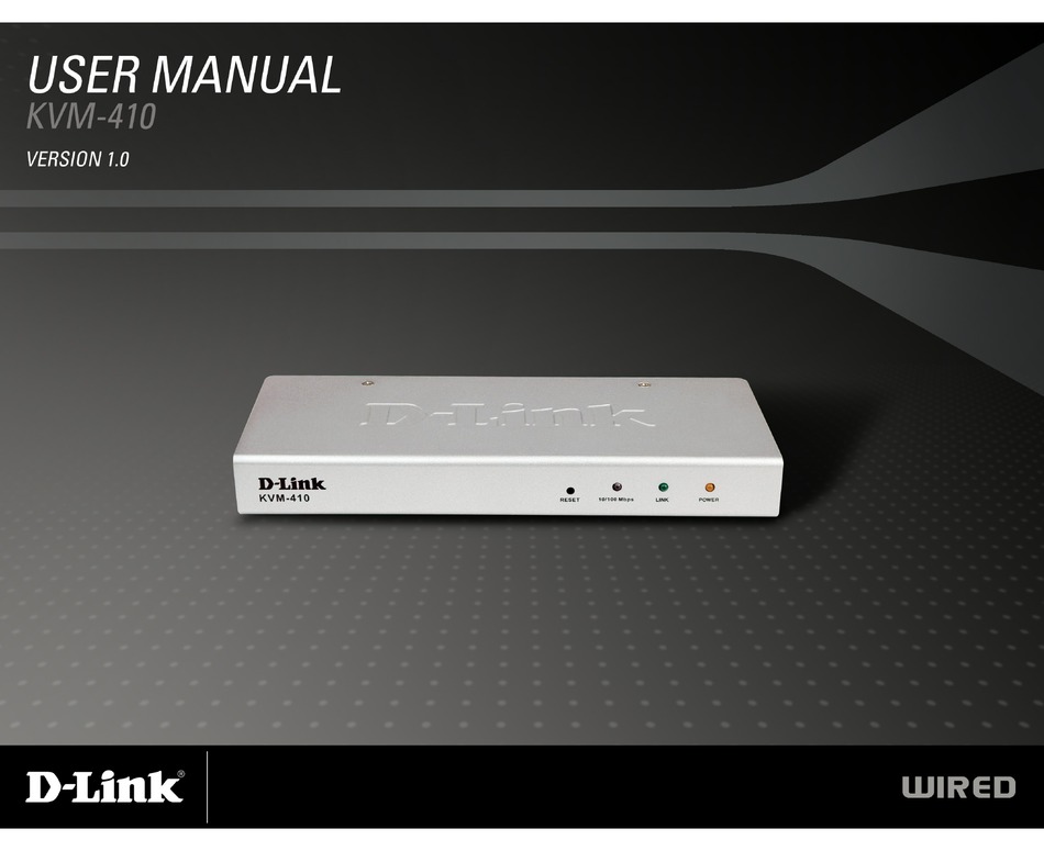 DLINK KVM410 SINGLE PORT KVM SWITCH USER MANUAL Pdf Download