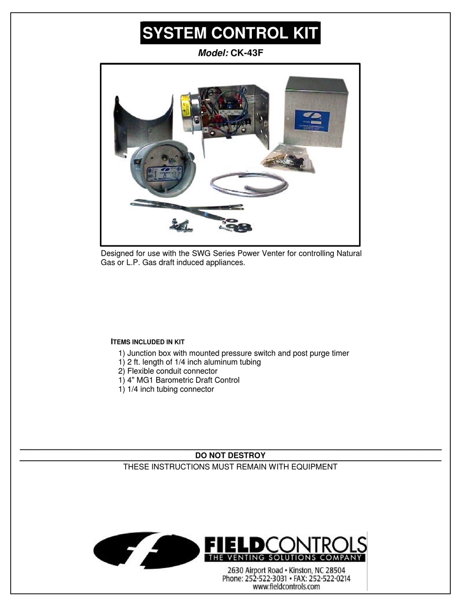 FIELD CONTROLS 46285100 MANUAL Pdf Download ManualsLib
