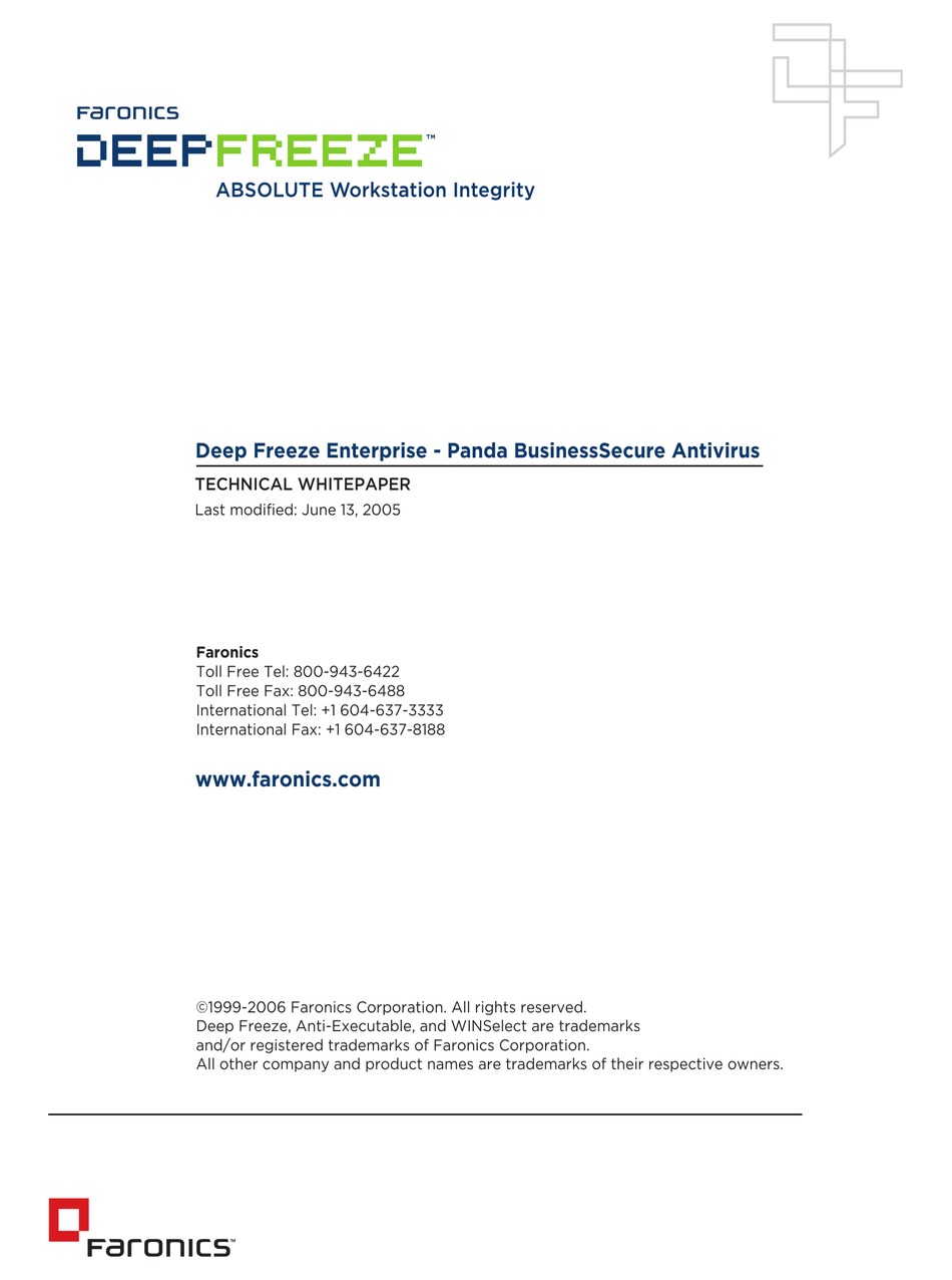 FARONICS DEEP FREEZE ENTERPRISE PANDA BUSINESSSECURE ANTIVIRUS 613