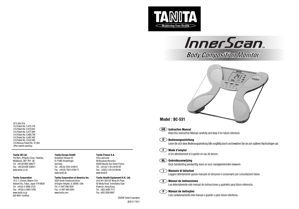 User manual Tanita BC-581 (English - 31 pages)