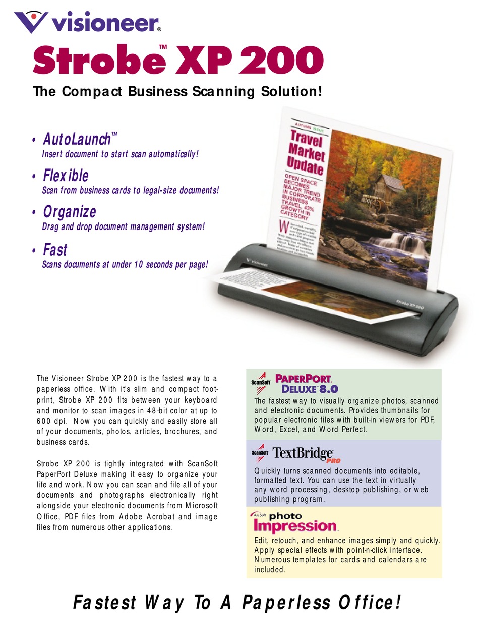 VISIONEER STROBE XP 200 DATASHEET Pdf Download ManualsLib