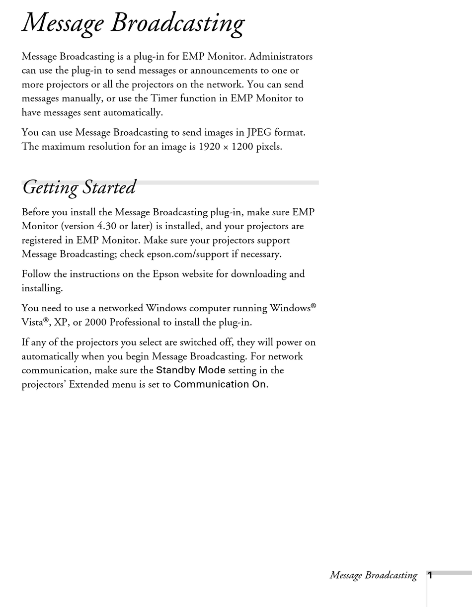 EPSON 826W POWERLITE WXGA LCD PROJECTOR GETTING STARTED MANUAL Pdf