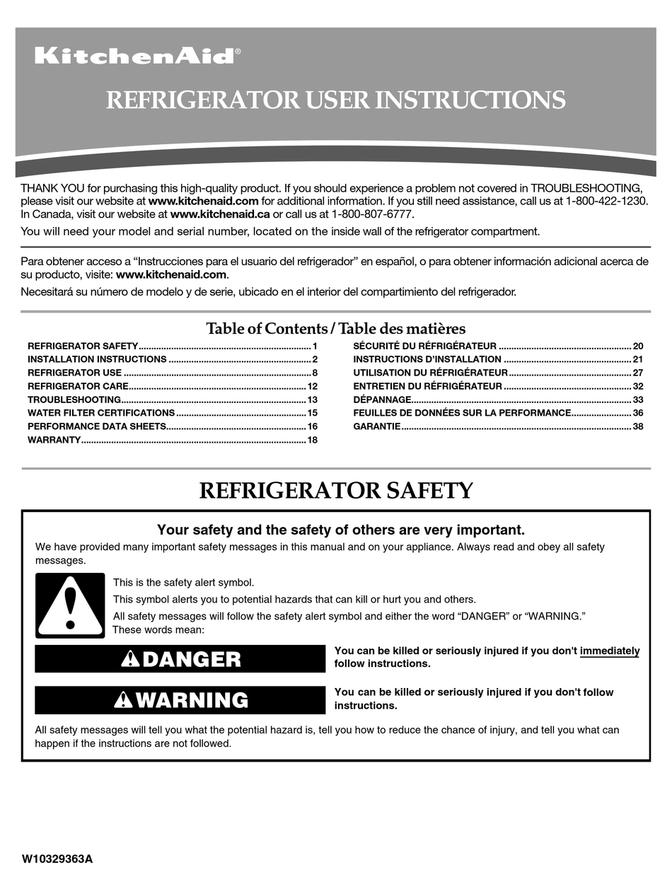 KITCHENAID KFIS25XVWH ARCHITECT II SERIES 24 9 CUB USER INSTRUCTIONS   Kitchenaid Kfis25xvwh Architect Ii Series 24 9 Cub 