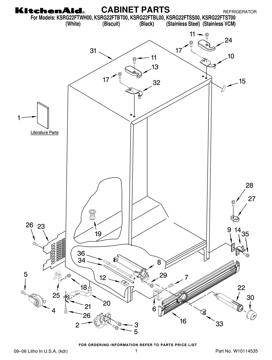 kitchenaid refrigerator parts list