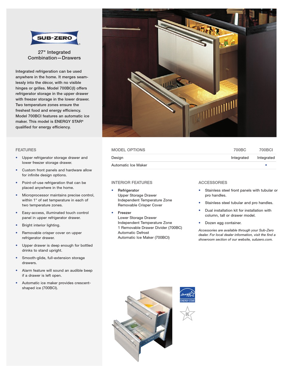 SUBZERO 700BCI SPECIFICATIONS Pdf Download ManualsLib